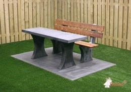 Banc de parc avec table et plaque de fond en béton anthracite